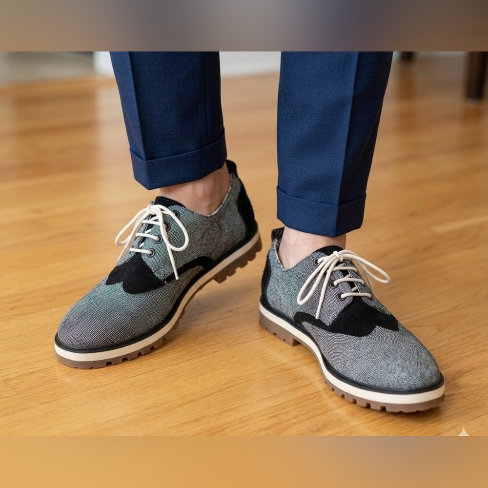 NWOB TOMS Broque Vibram, Suede & Canvas Oxfords, Men’s 7, Women’s 9, EU 40